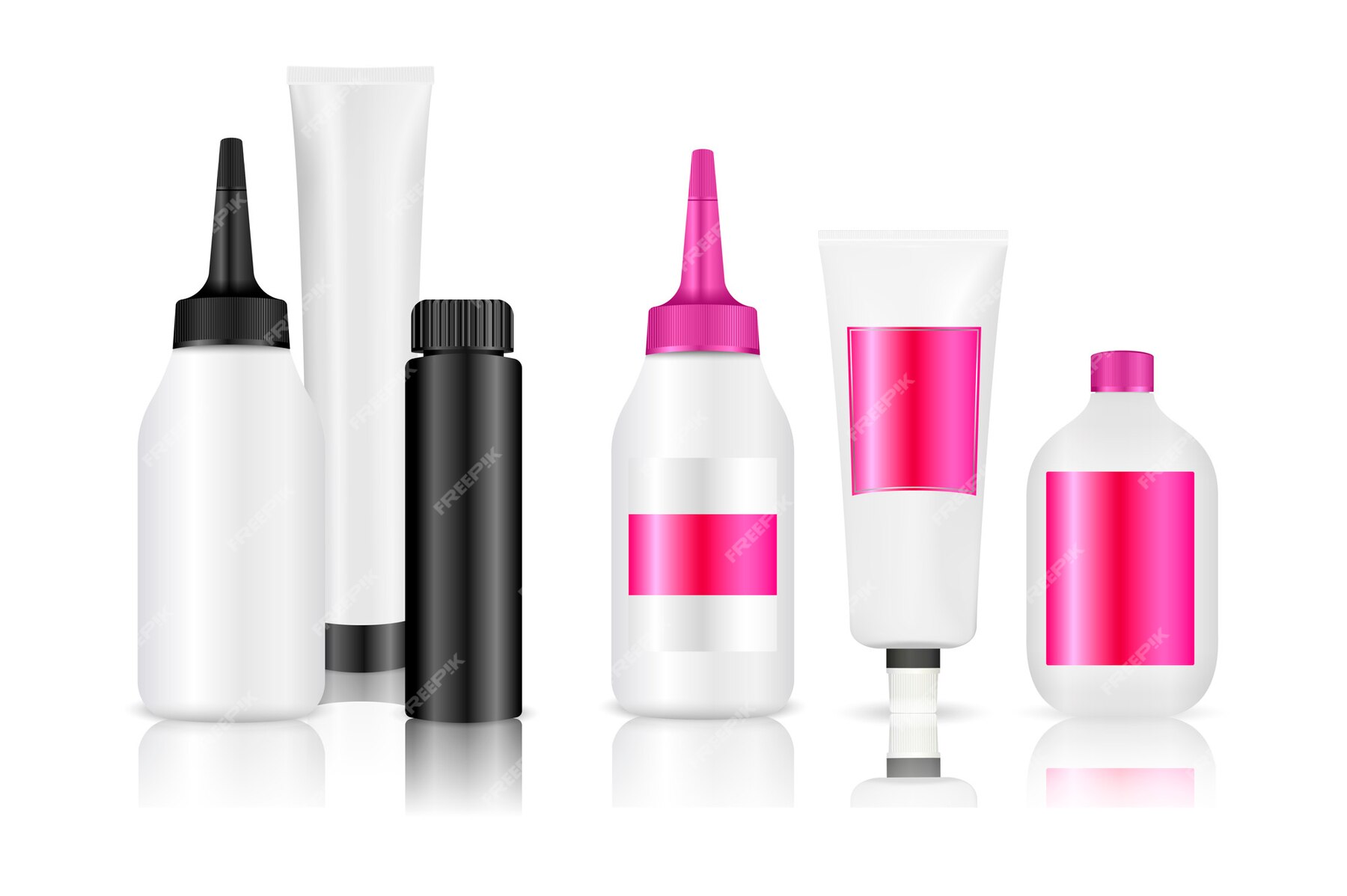 Premium Vector Hair coloring bottles set. vector mockup template
