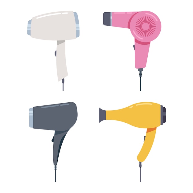 Premium Vector | Hair dryer cartoon illustration set isolated on a