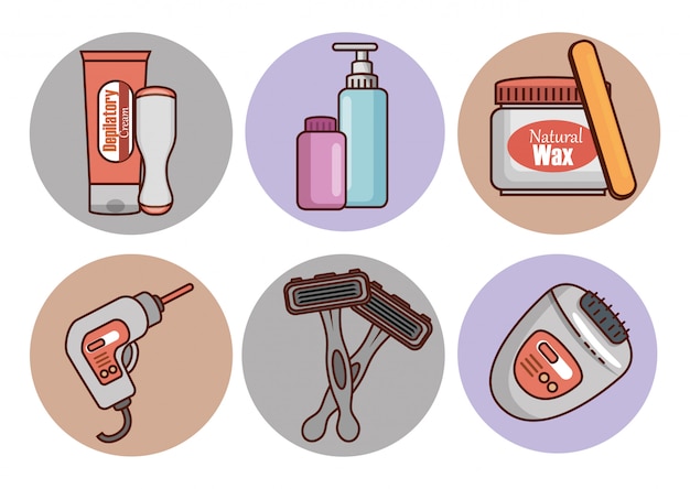 Hair removal product set Free Vector