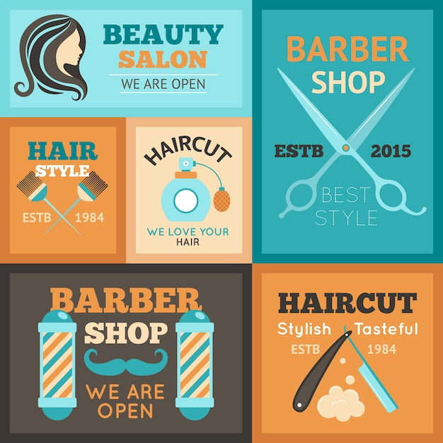 Download Free Hairdress Poster Set Free Vector Use our free logo maker to create a logo and build your brand. Put your logo on business cards, promotional products, or your website for brand visibility.