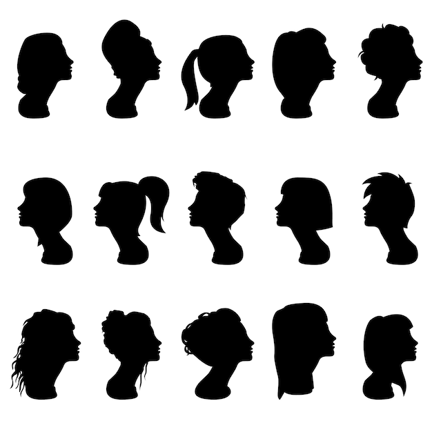 Download Hairdress woman head silhouette vector clip art | Premium Vector