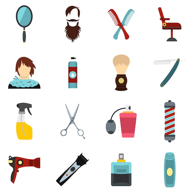 Premium Vector Hairdressing Set Flat Icons 0361