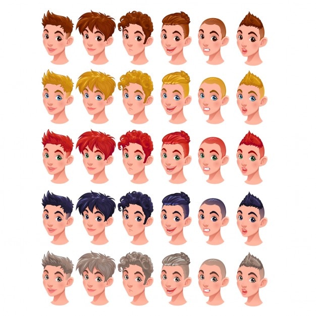 Hairstyles for cartoon characters - Stock Image - Everypixel