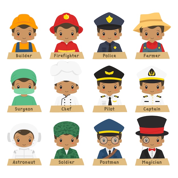 Download Half body african american male professions vector ...