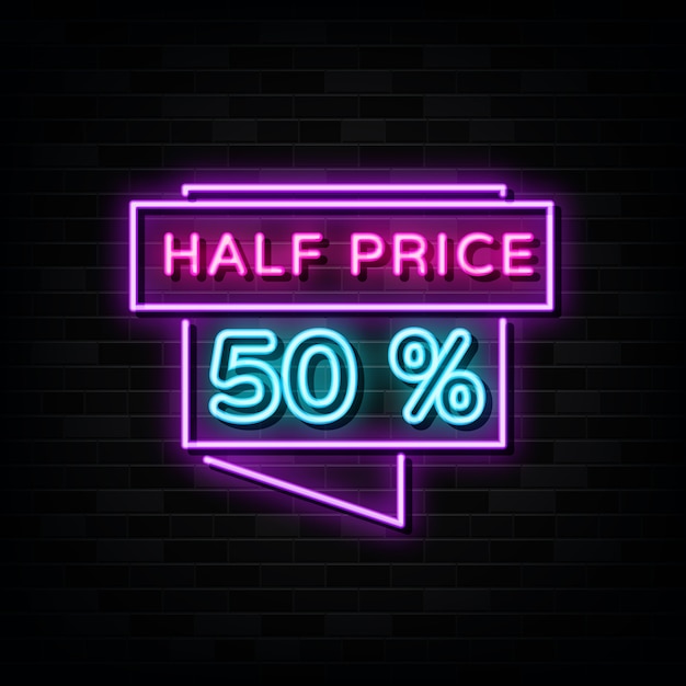 Premium Vector Half Price Neon Signs Design Template Neon Style