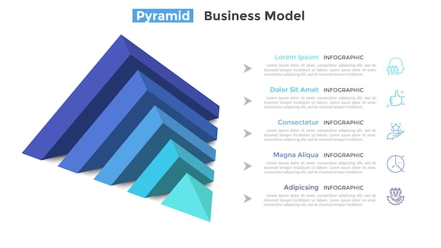 Premium Vector | Half of pyramid lying on side split into 5 parts or ...