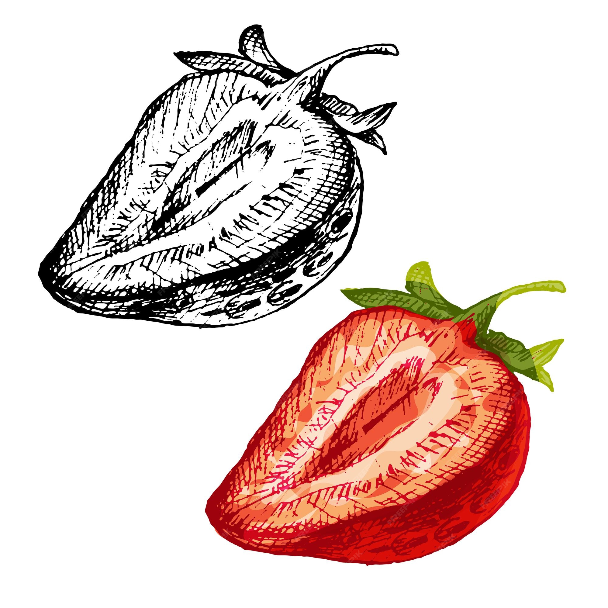 Premium Vector Half slice strawberry. vector color flat illustration