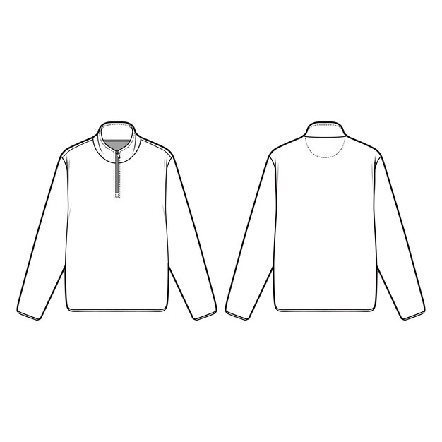 Premium Vector | Half zip anorak fashion flats template
