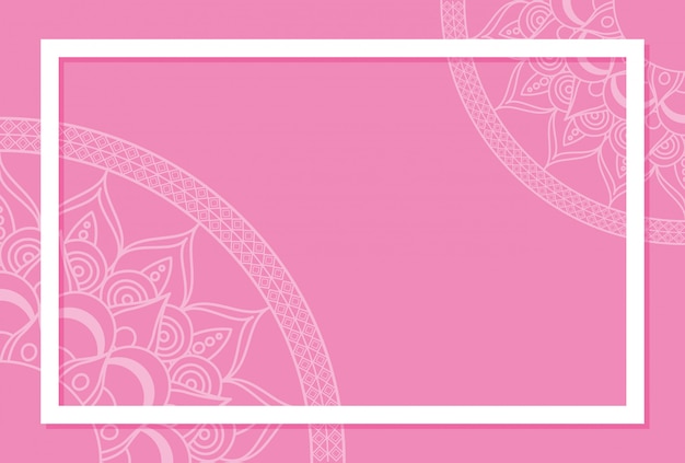 Halfs mandalas with pink color background Premium Vector