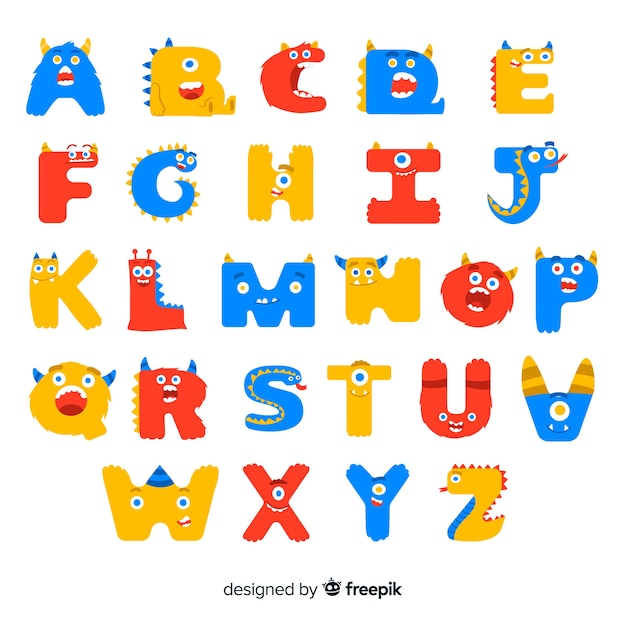 Download Halloween alphabet with monster letters Vector | Free Download