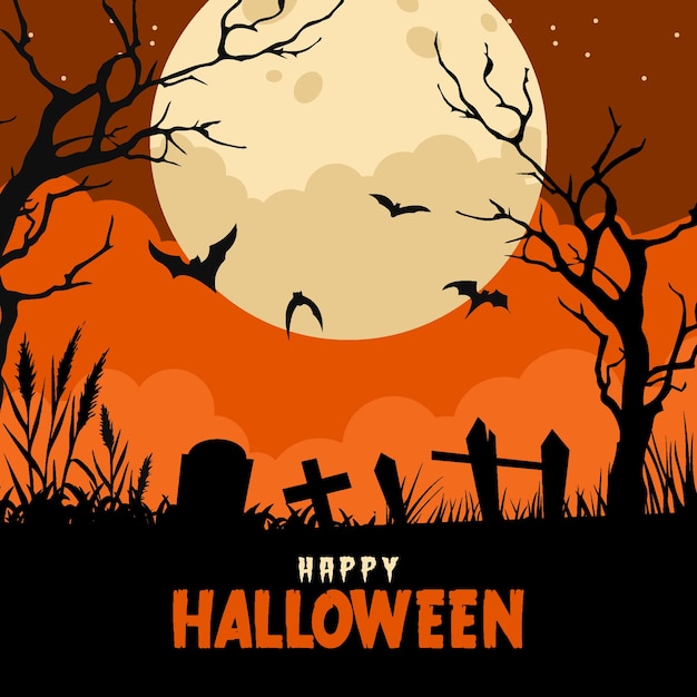 Premium Vector Halloween Background In Flat Design