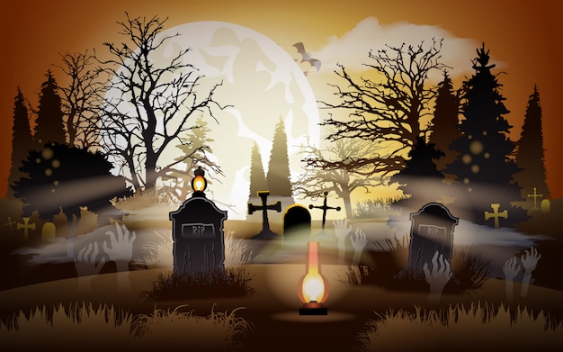 Download Halloween background. graveyard. cemetery. Vector ...