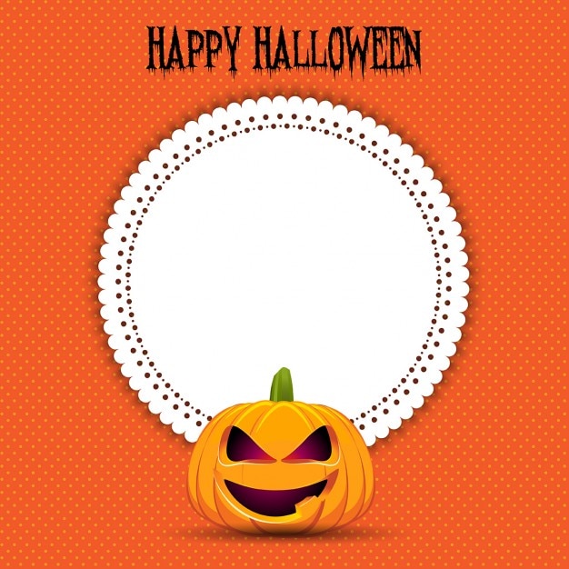 Halloween background with a pumpkin and blank\
label