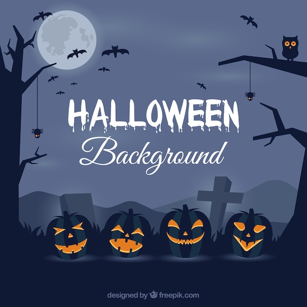 Halloween background with cemetery