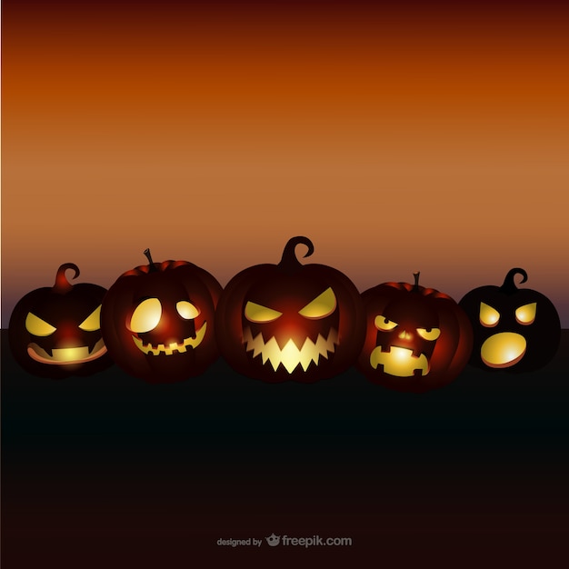 Free Vector | Halloween background with evil pumpkins