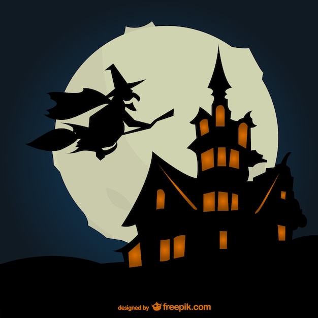 Halloween background with silhouettes