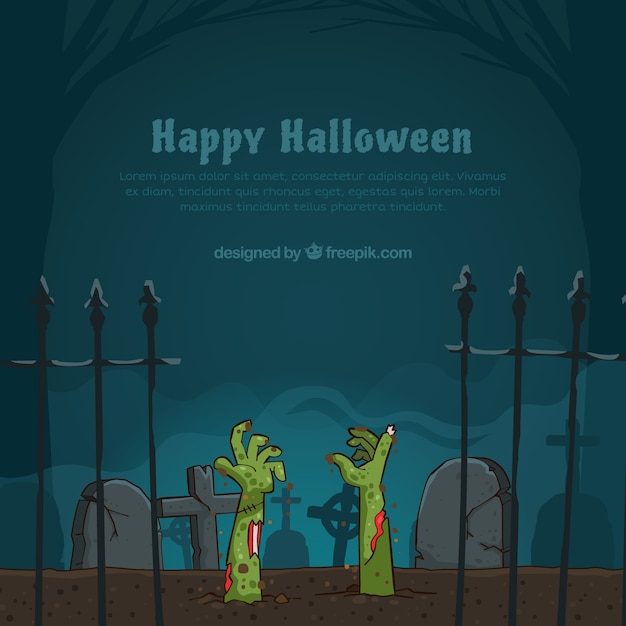 Free Vector | Halloween background wtih zombies