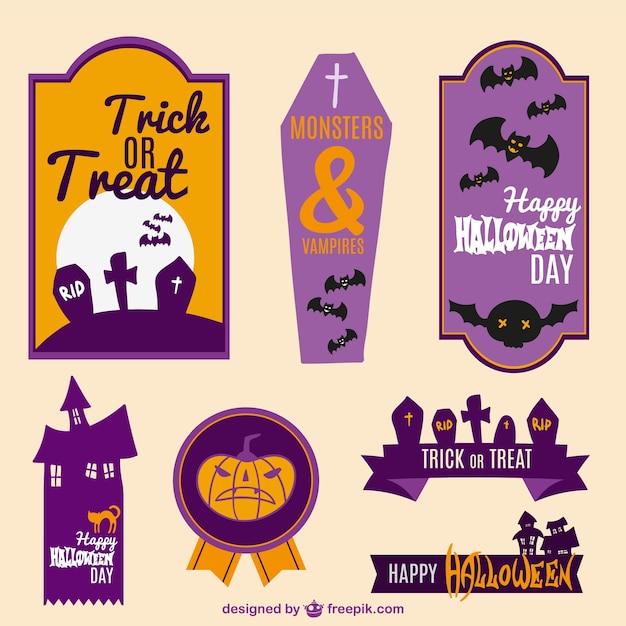 Halloween badges set