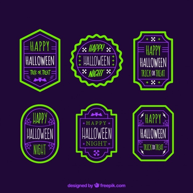 Download Free Vector | Halloween badges in vintage style with ...