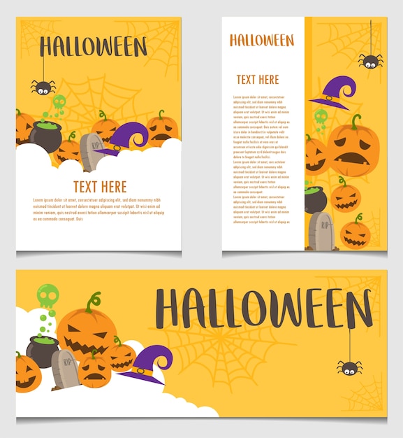 Download Halloween banner and poster vector template Vector ...