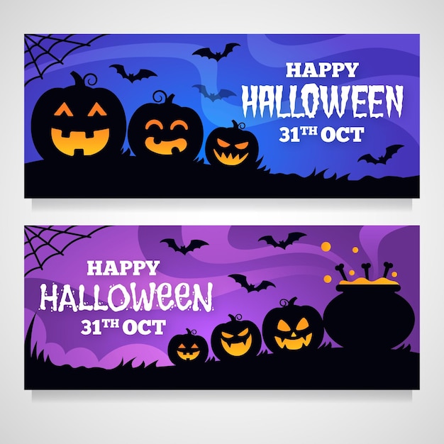 Download Halloween banners set design | Free Vector