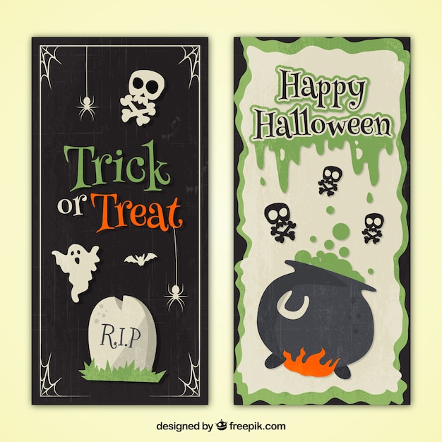 Free Vector | Halloween banners in vintage design