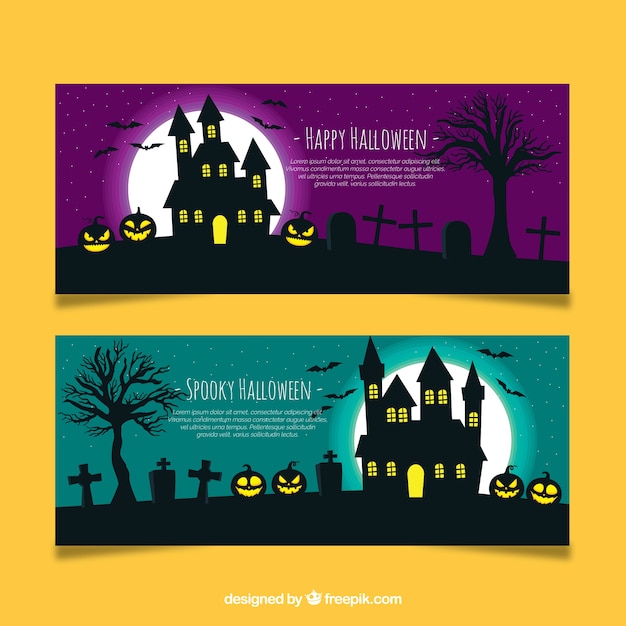 Free Vector | Halloween banners with creepy style