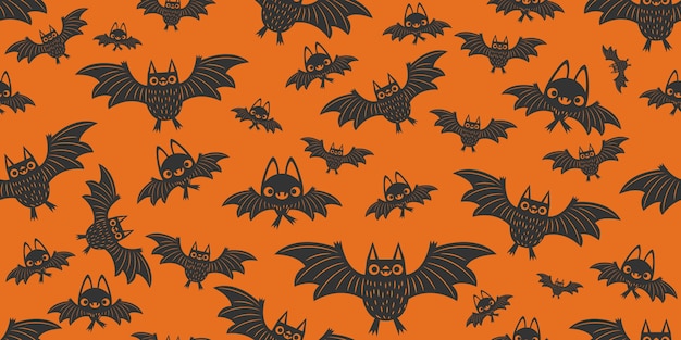 Premium Vector Halloween Bats Seamless Pattern