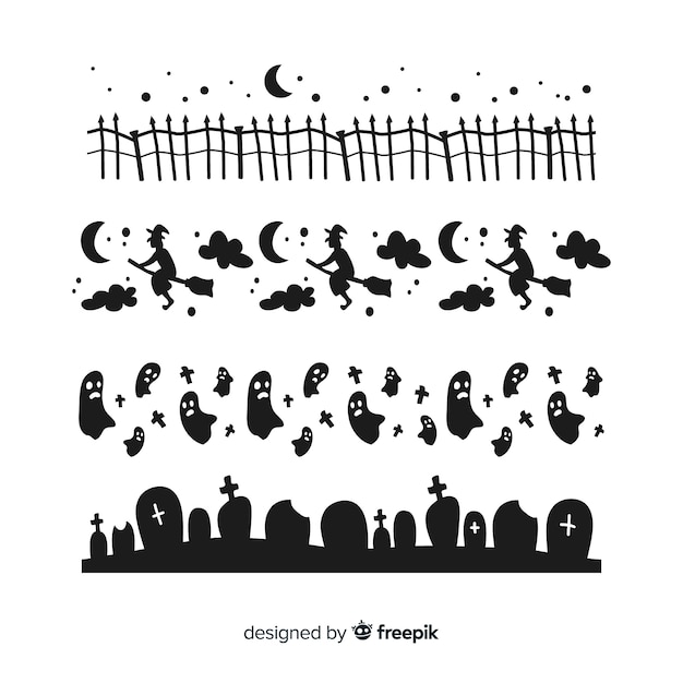Download Halloween border silhouettes Vector | Free Download