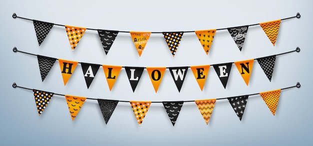 Halloween buntings for happy halloween Vector | Premium Download