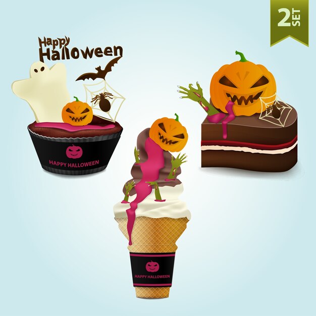 Premium Vector Halloween Cakes Set