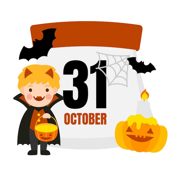 Premium Vector Halloween calendar vector.
