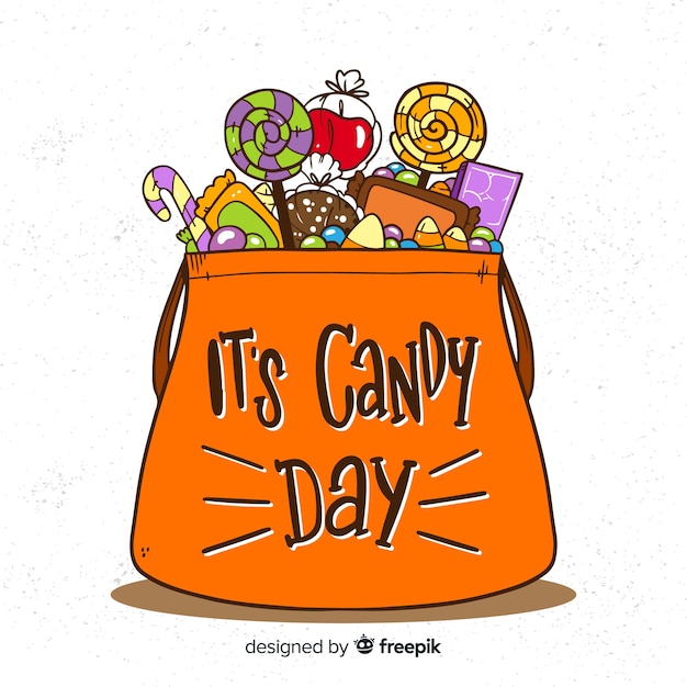 Free Vector | Halloween candy bag background