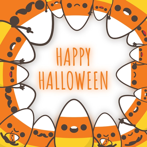 Download Halloween candy corn family decorate a frame. Vector ...
