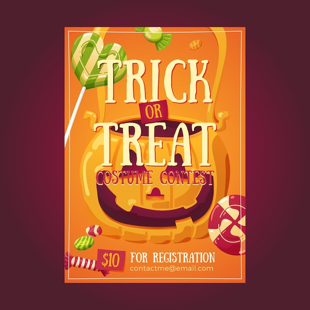 Premium Vector | Halloween candy poster flyer illustration invitation