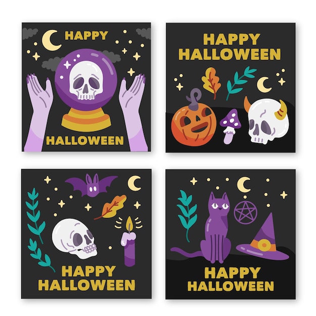 Free Vector Halloween Card Collection