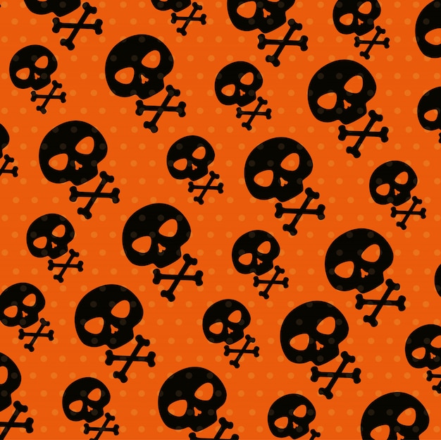 Halloween card with skulls pattern Free Vector
