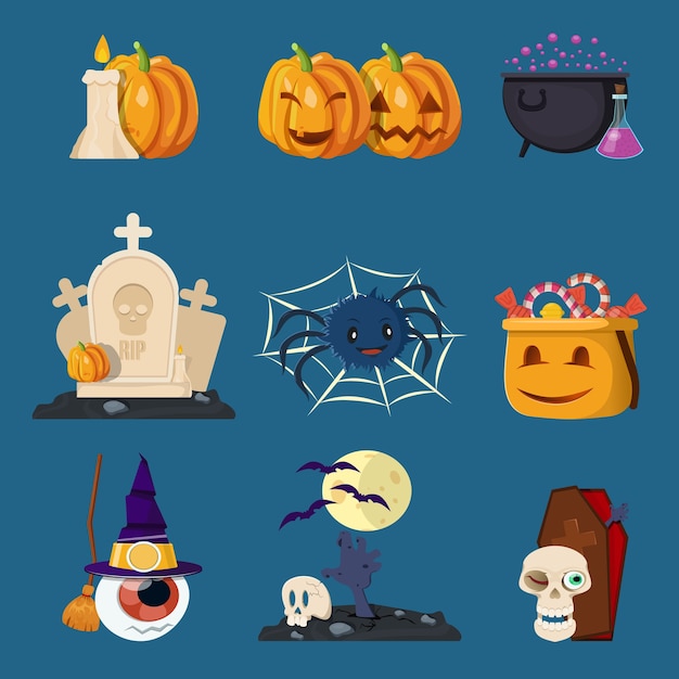 Free Vector | Halloween cartoon characters set