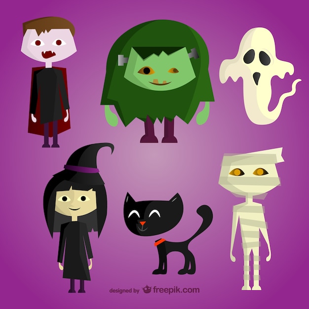 Halloween cartoon characters set
