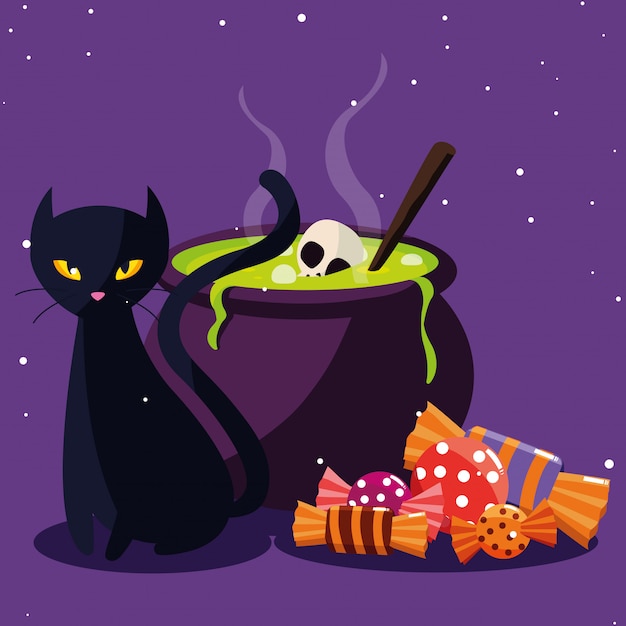 Premium Vector | Halloween cat cartoon