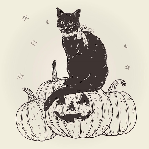 Free Vector | Halloween cat concept