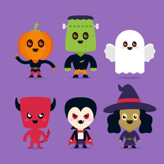 Download Free Vector | Halloween character pack