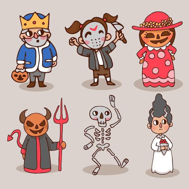 Download Halloween characters pack | Premium Vector