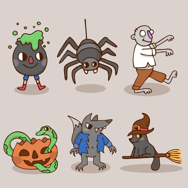 Download Halloween characters pack | Premium Vector