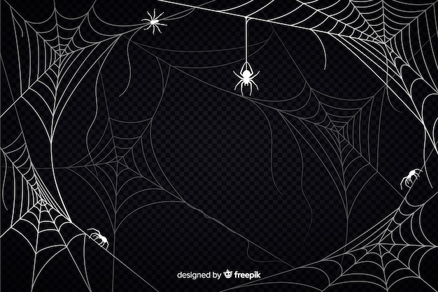 Free Vector | Halloween cobweb background with spiders