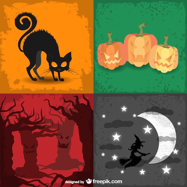 Free Vector | Halloween colorful backgrounds pack