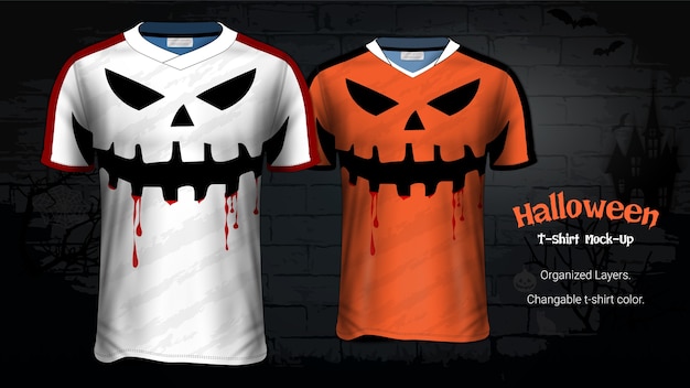 Halloween costume t-shirts mockup template. 