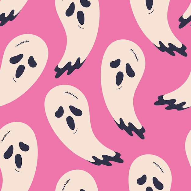 Premium Vector | Halloween cute ghosts seamless pattern. spooky ...