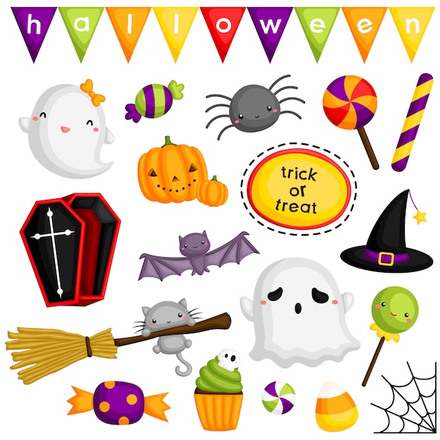 Halloween cute items Vector | Premium Download