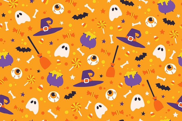Premium Vector | Halloween cute pattern background.